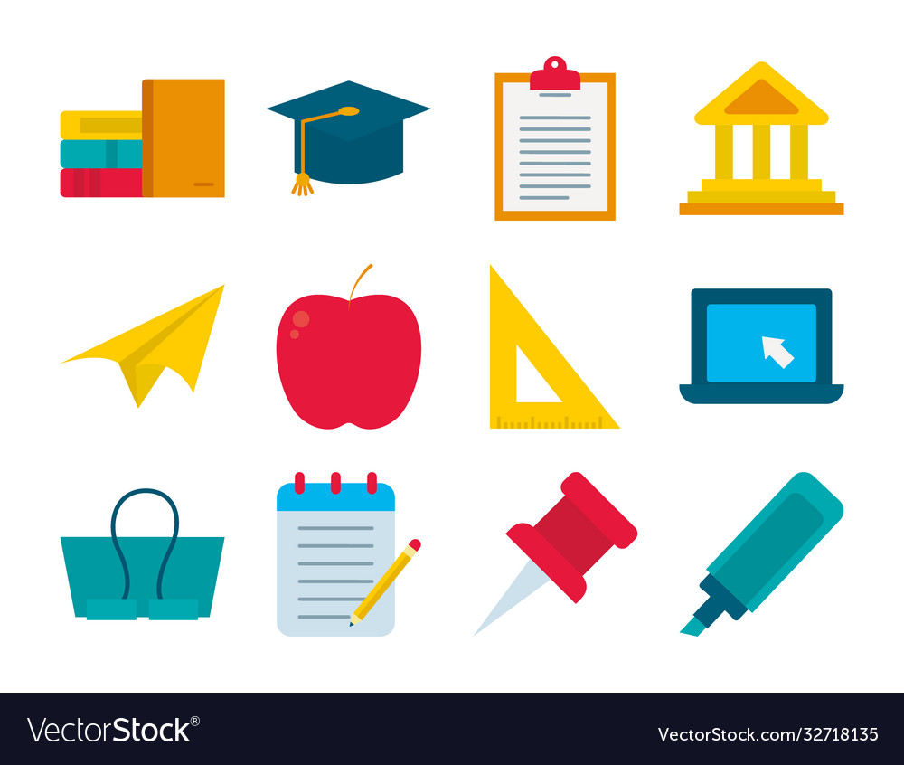 School flat style icon set design