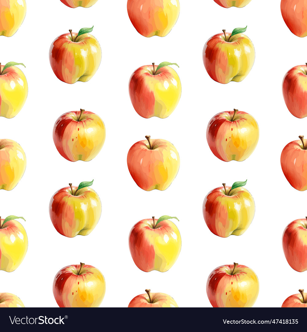 Seamless watercolor apple pattern Royalty Free Vector Image