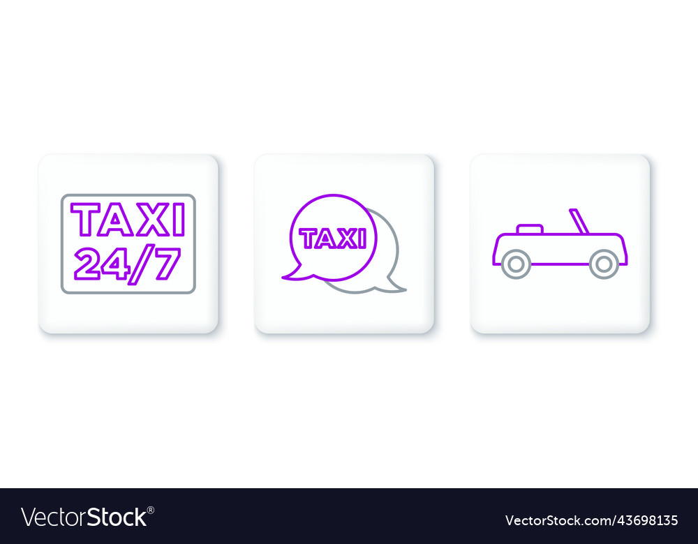 Set line car location with taxi and call vector image Set line car location with taxi and call