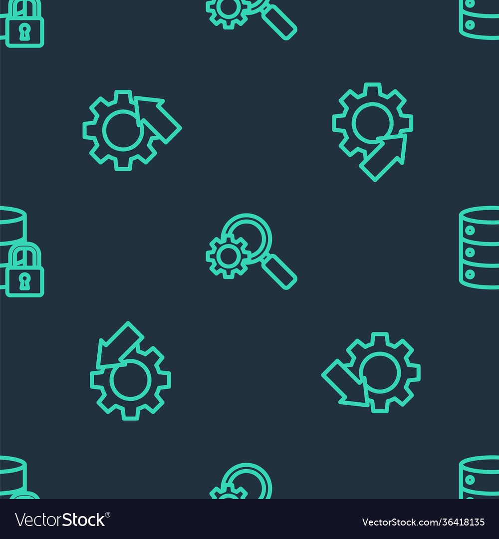 Set line magnifying glass and gear arrow growth vector image Set line magnifying glass and gear arrow growth