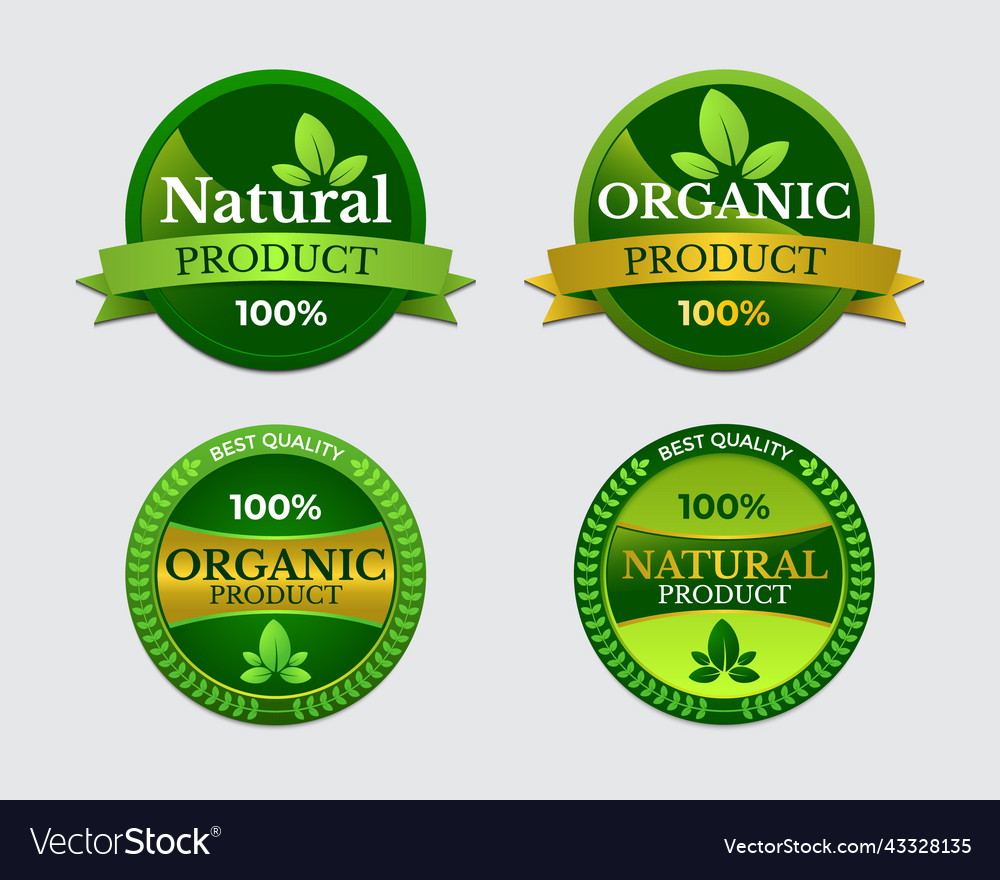 Set of natural and organic product labels fresh