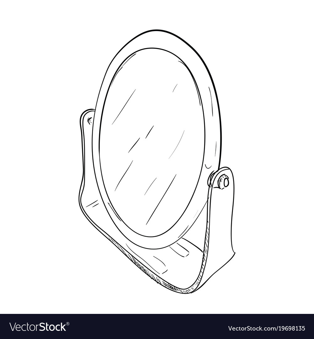 Sketch of desktop round mirror Royalty Free Vector Image