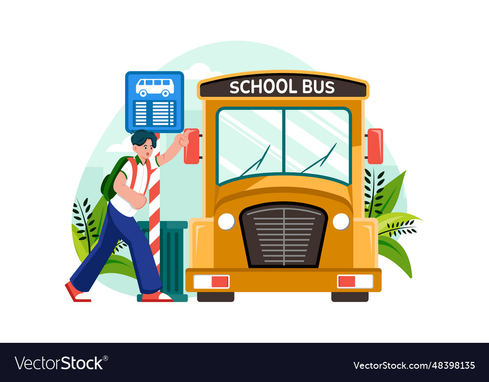 Students go to school by bus Royalty Free Vector Image