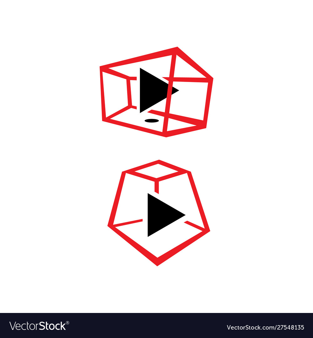 Tech media box play button logo design icon Vector Image Tech media box play button logo design icon