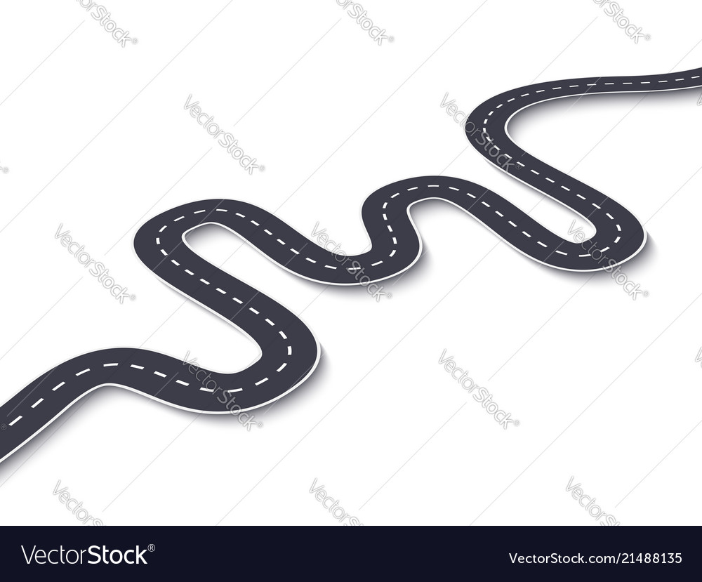 Winding road on a white isolated background road Vector Image