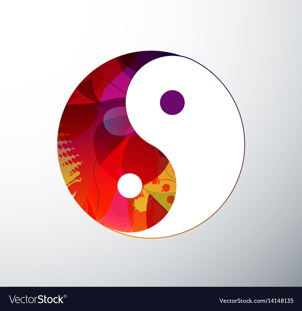 Yin yang symbol created from abstract colorful