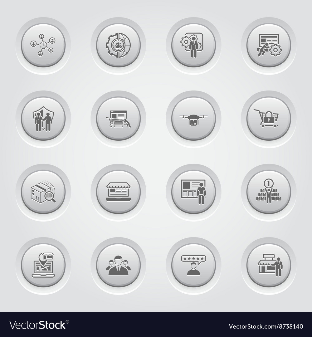 Button design business icons set