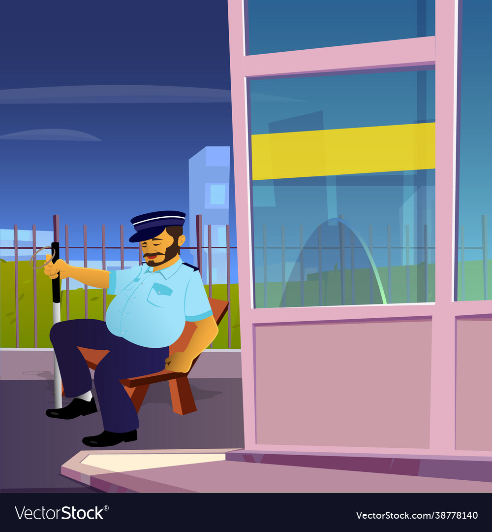 Character security guard with office background Vector Image