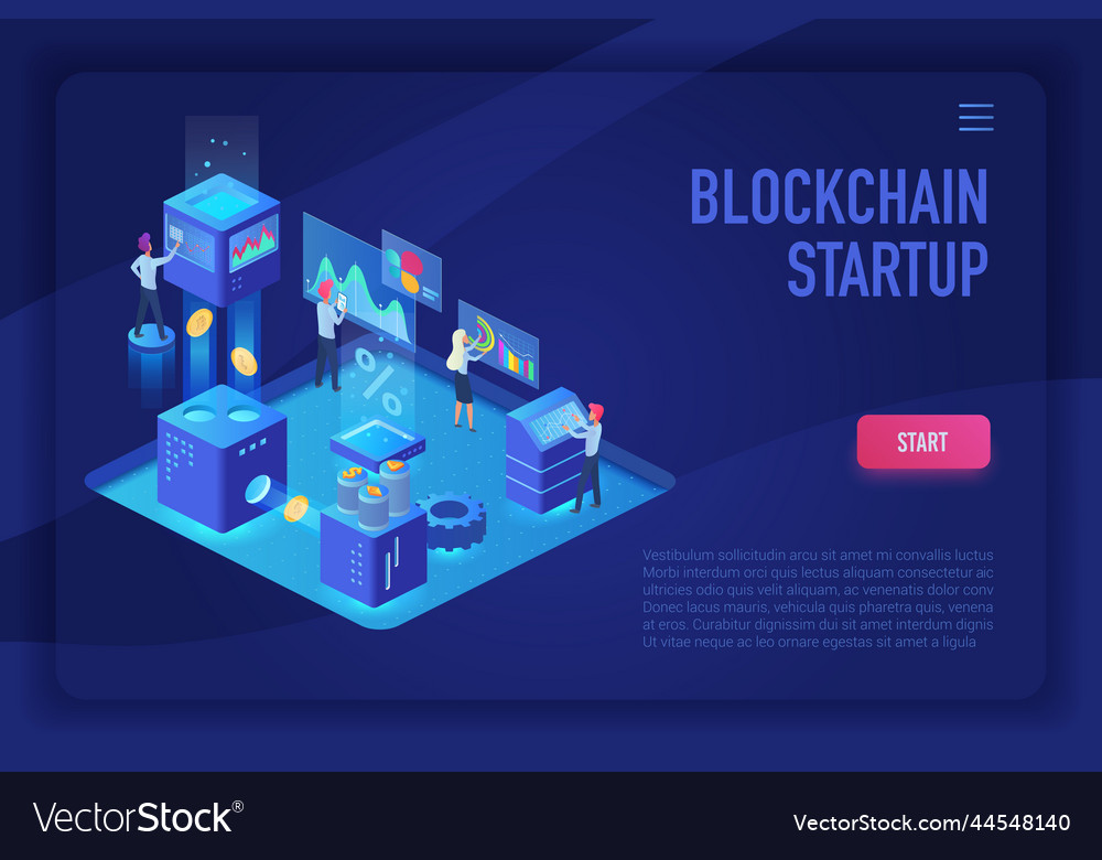 Cryptocurrency blockchain startup isometric