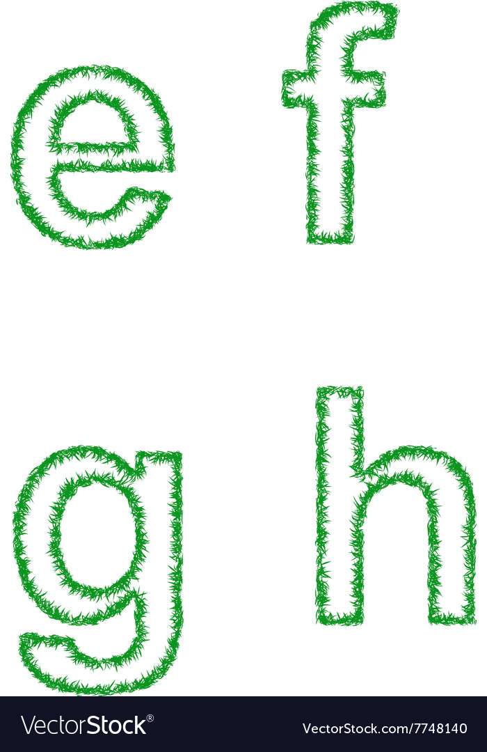 Green grass font set - lowercase letters e f g h