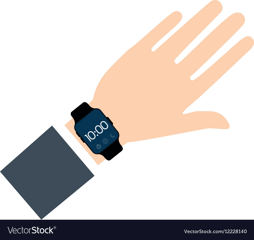 Hand with smart watch wearable technology