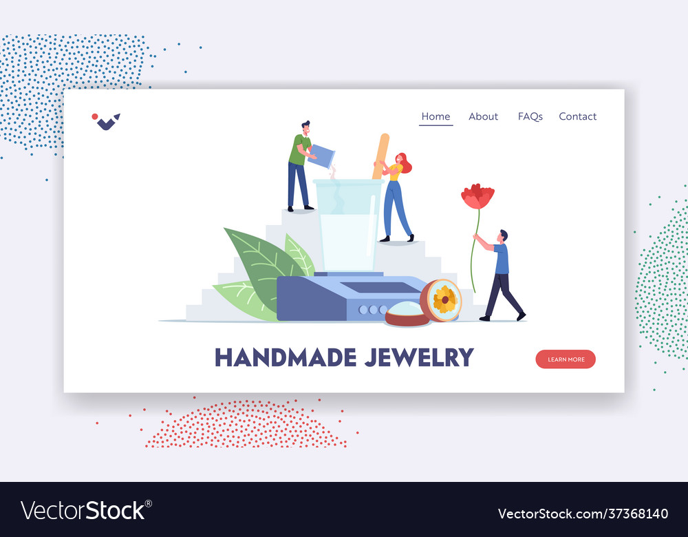 Handmade jewelry landing page template workshop Vector Image