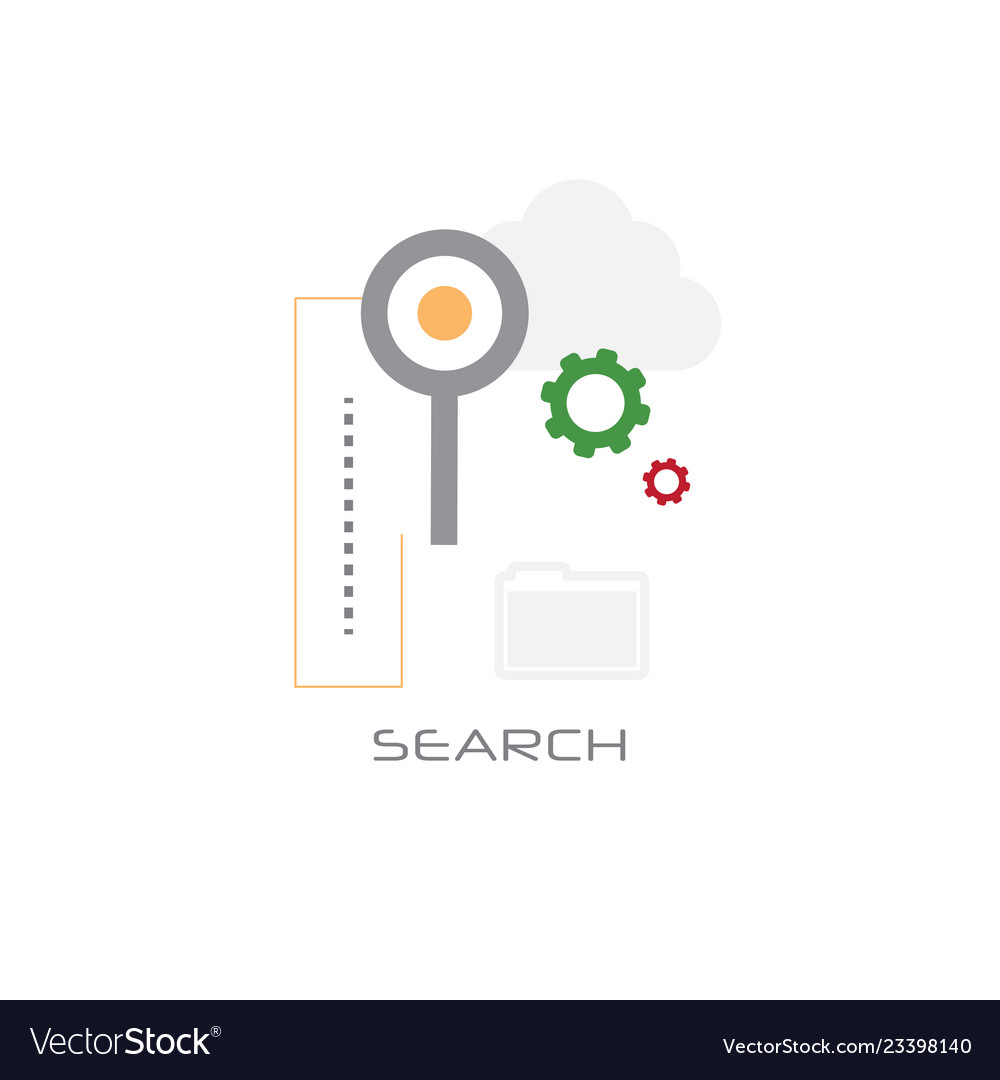 Magnifying glass database folder data search vector image Magnifying glass database folder data search