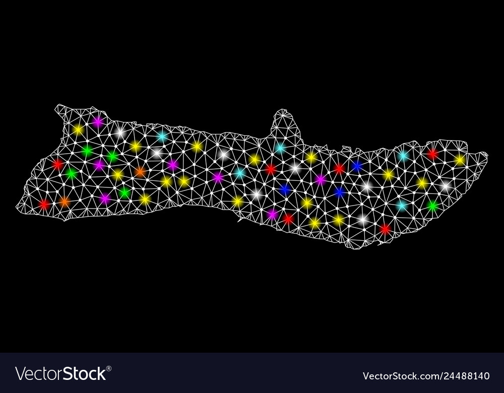 Mesh carcass map of molokai island with colorful