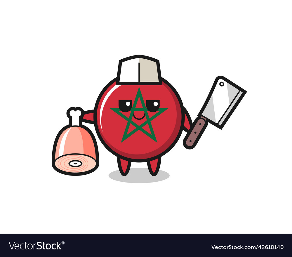 Morocco flag character as a butcher