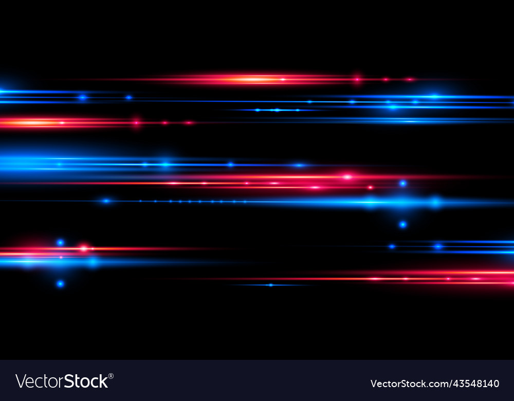 Red blue motion police line horizontal light rays Vector Image