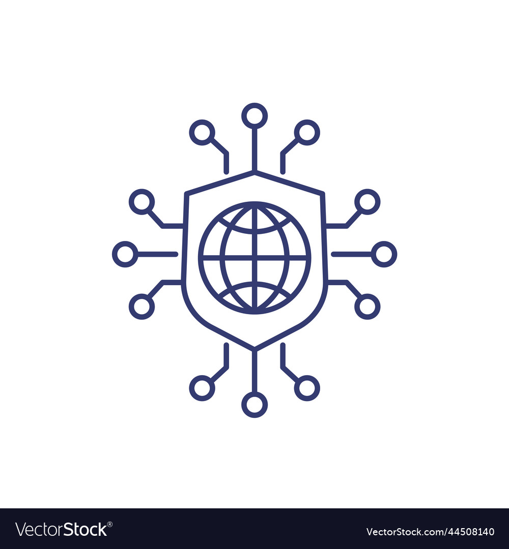 Secure network online security line icon