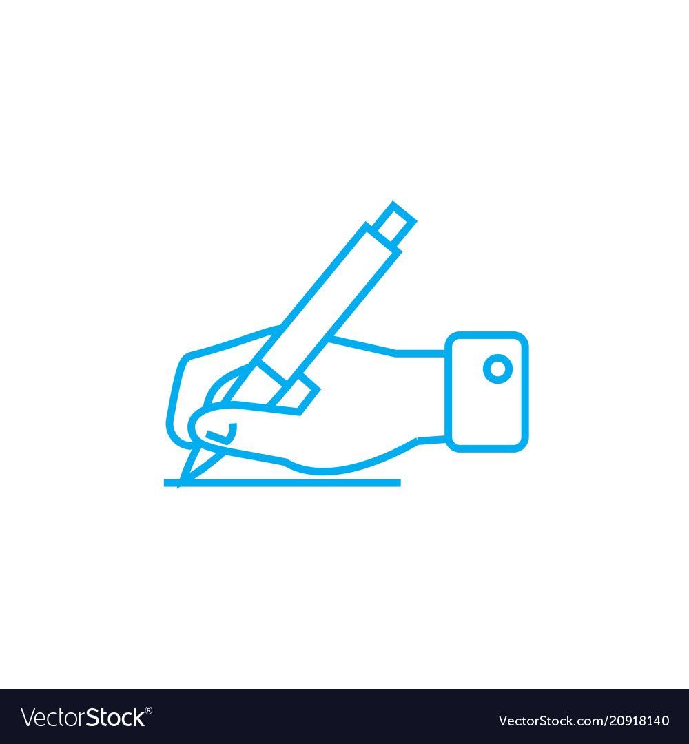 Signing document linear icon concept signing Vector Image