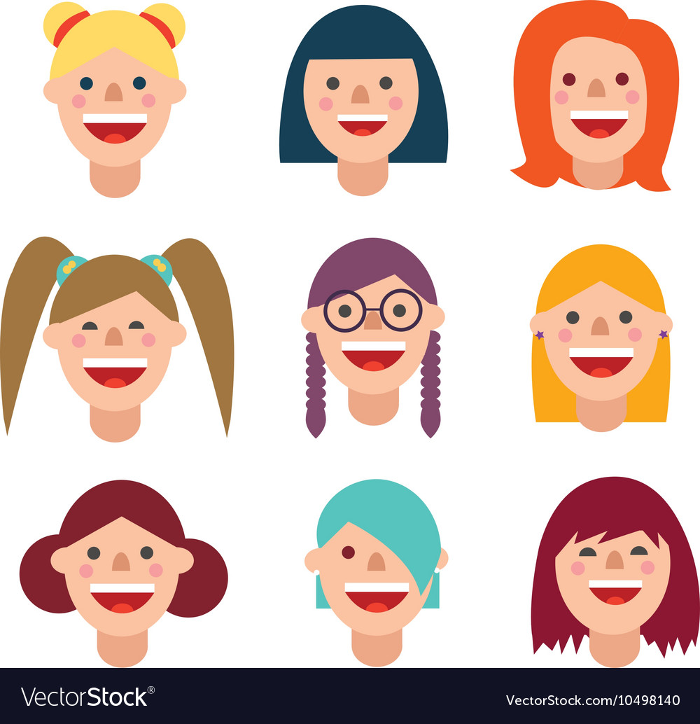 Smiley woman avatar icon in flat style