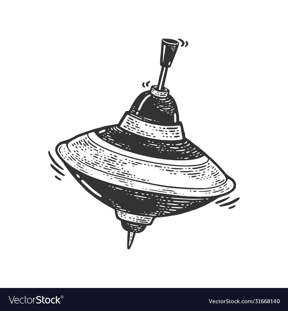 Spinning top toy sketch Royalty Free Vector Image