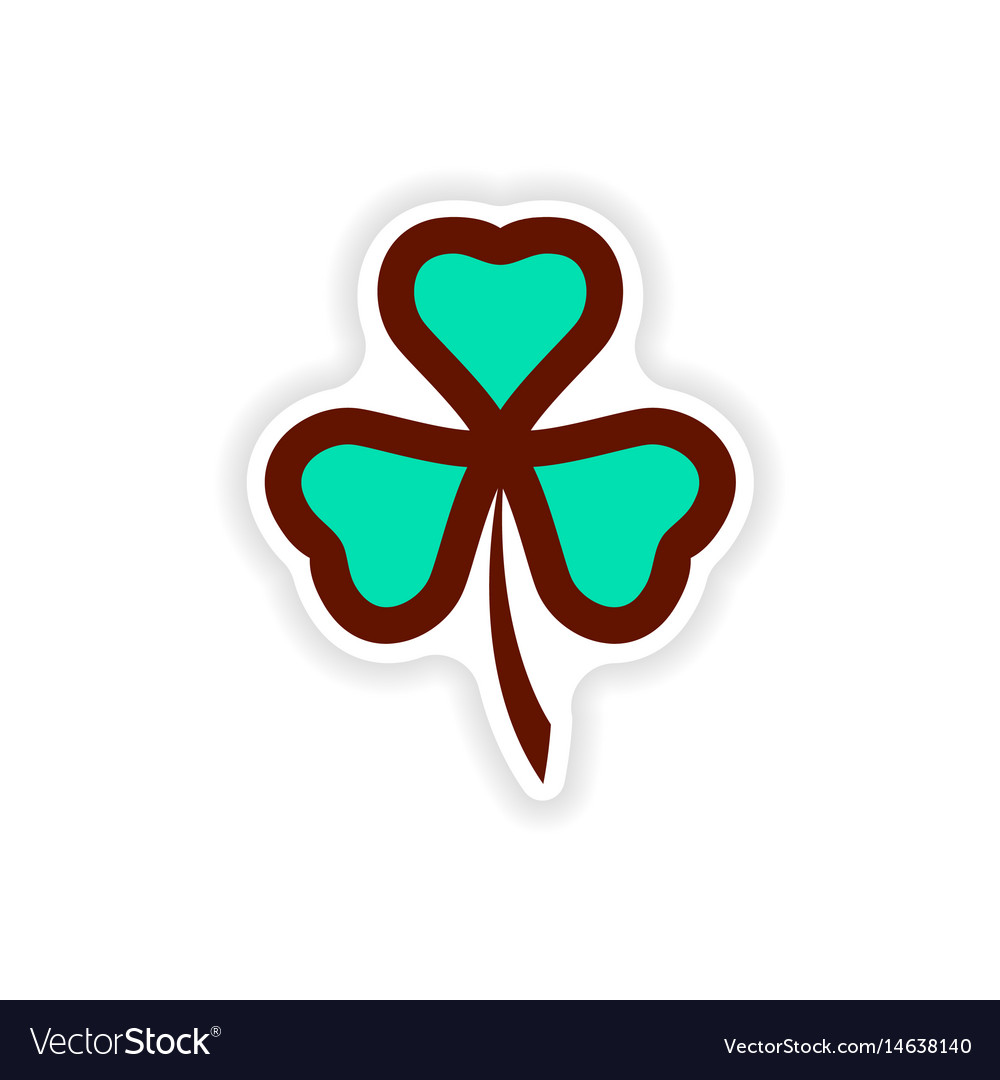 Stylish paper sticker on white background clover