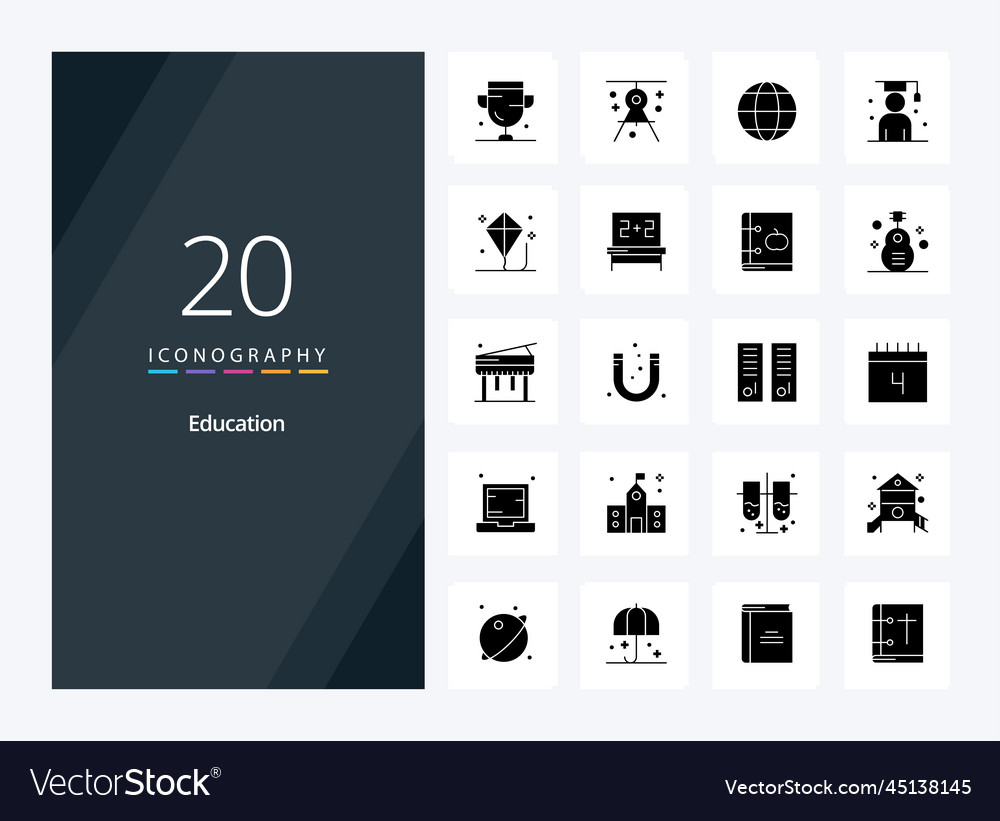 20 Bildung solide Glyph Symbol für Präsentation