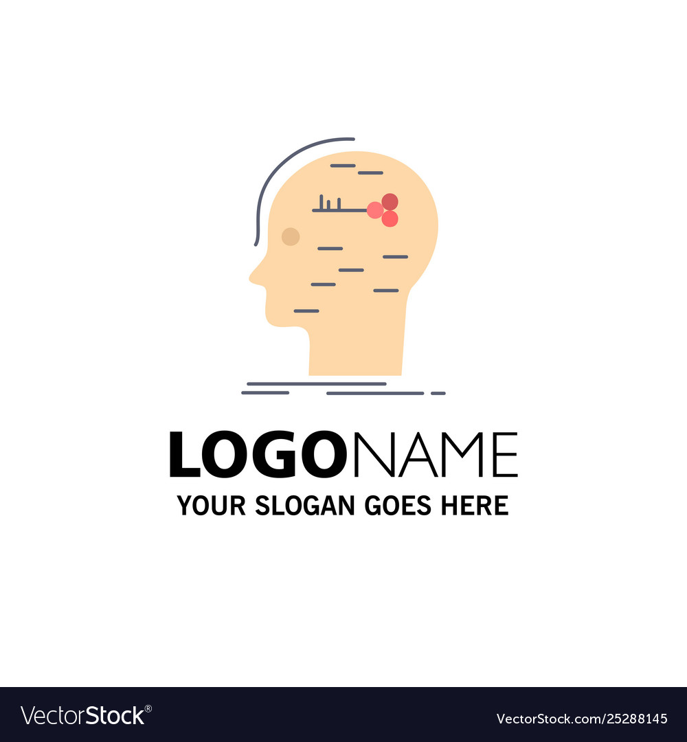 Brain hack hacking key mind flat color icon vector image Brain hack hacking key mind flat color icon