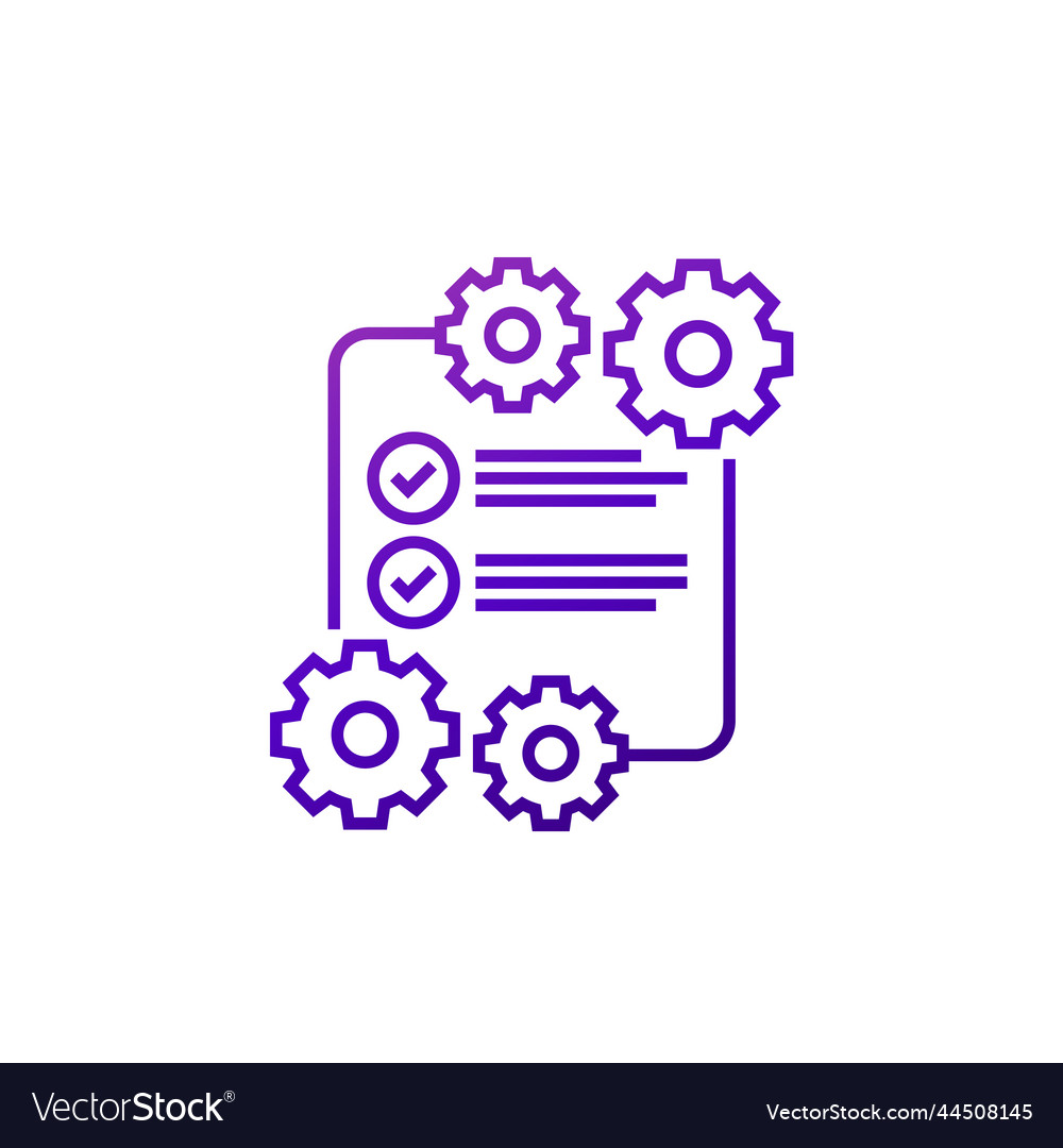 Prüfliste mit Getriebe Projekt Ausführung Linie Icon
