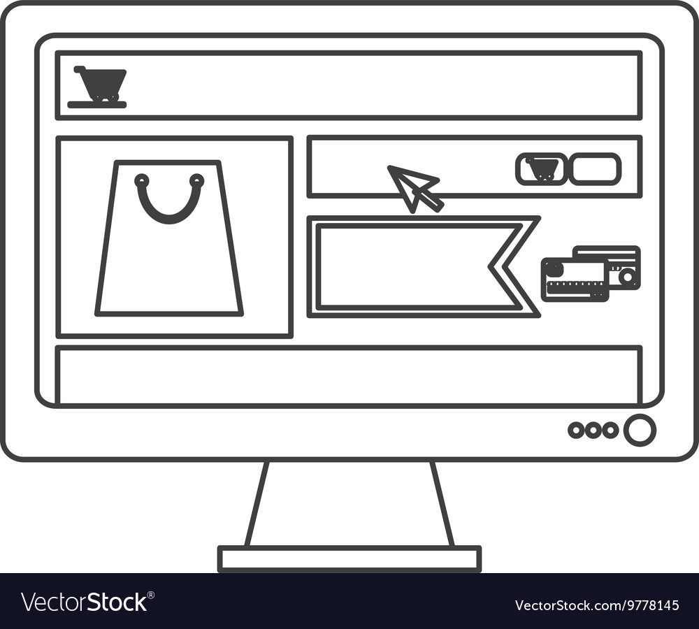 Computer monitor with shopping website on screen