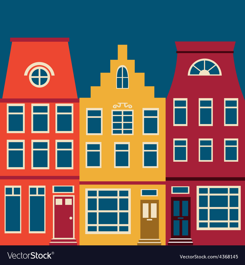 Cute amsterdam houses set Royalty Free Vector Image