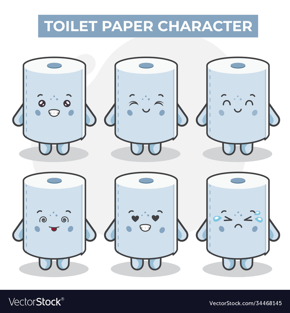 Cute toilet paper characters set