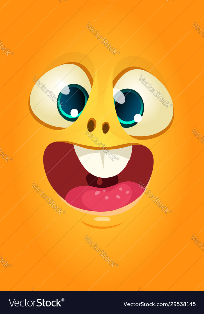 Funny cartoon monster face halloween monster Vector Image