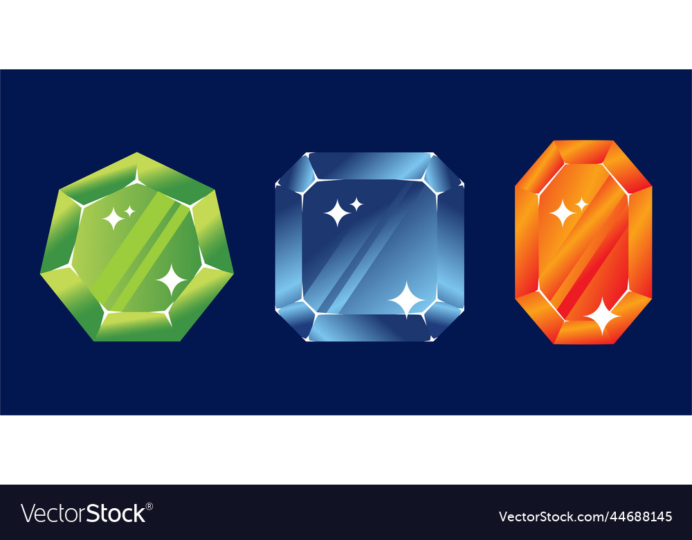 Gems and diamonds icons set in different colors