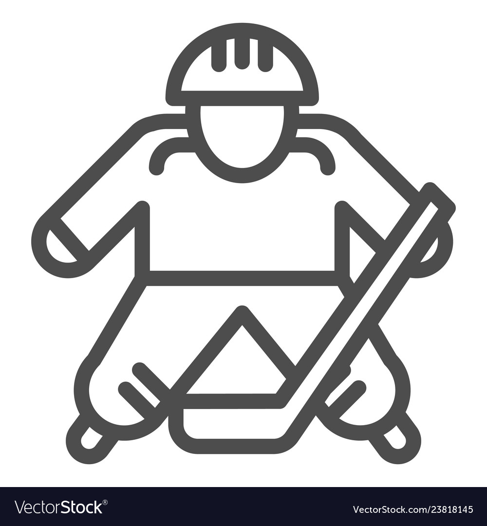 Hokey player line icon ice hockey Royalty Free Vector Image