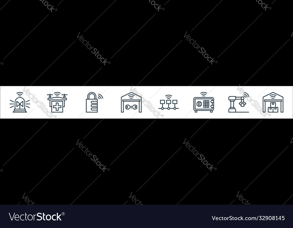 Internet things line icons linear set quality vector image Internet things line icons linear set quality