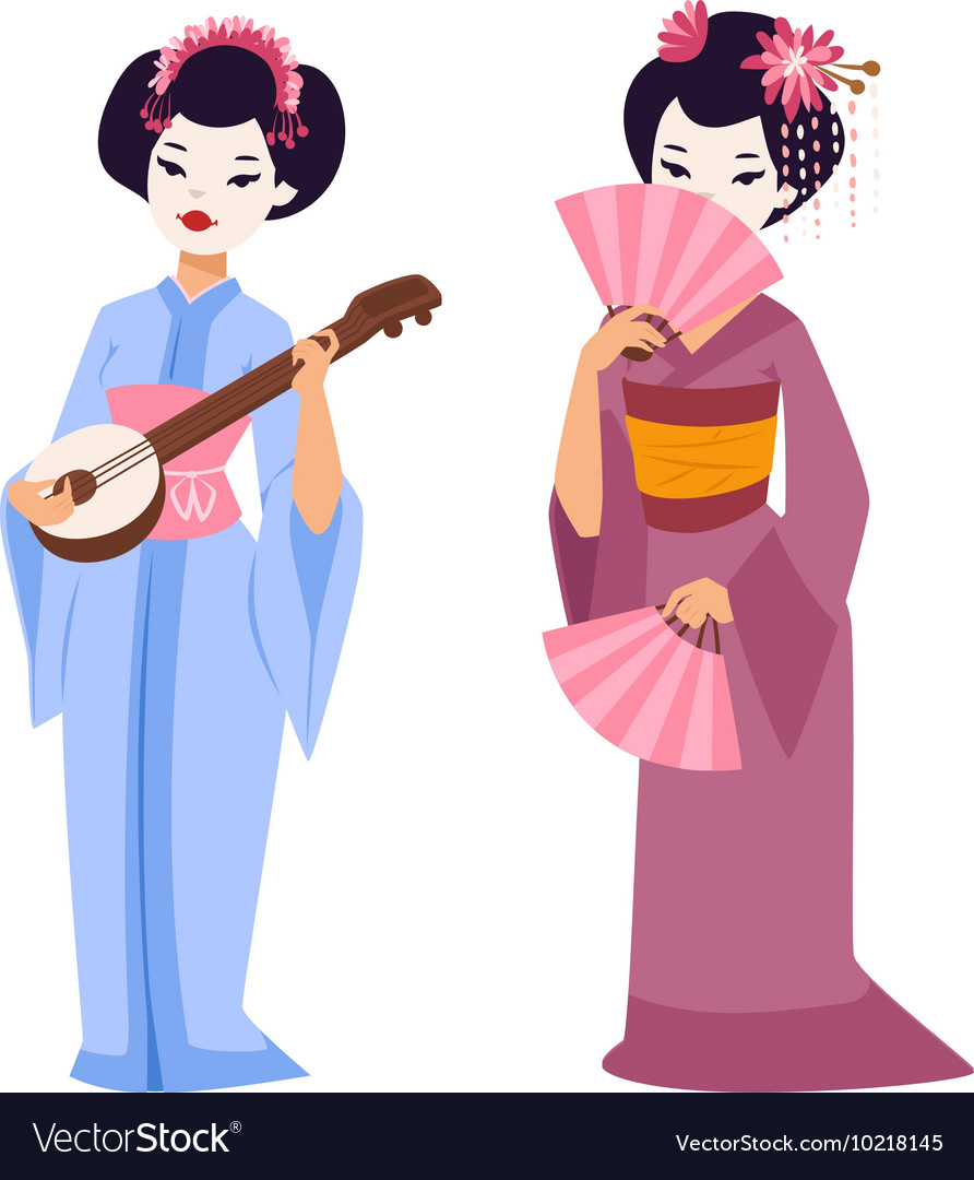 Japanese Geisha Girl Royalty Free Vector Image