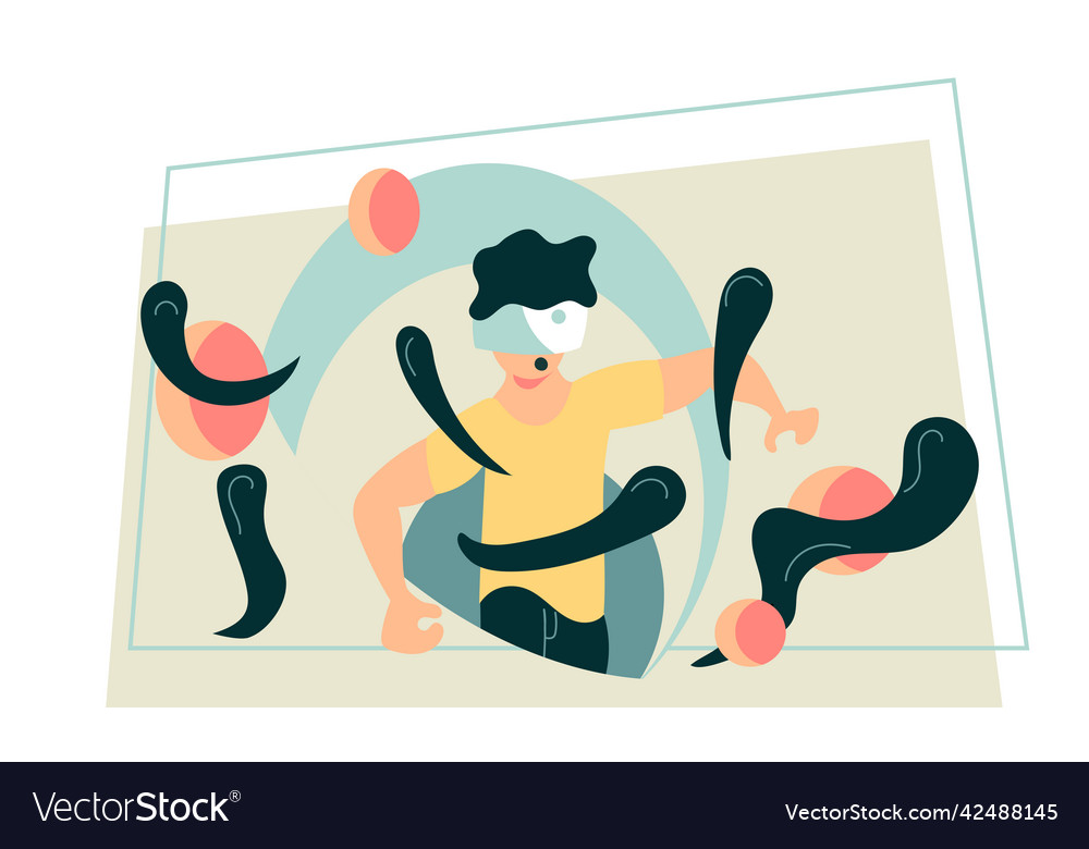 Man on virtual reality and technology device Vector Image Man on virtual reality and technology device