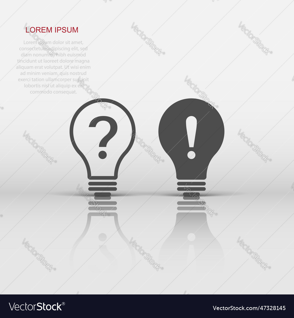 Problem solution icon in flat style light bulb vector image Problem solution icon in flat style light bulb