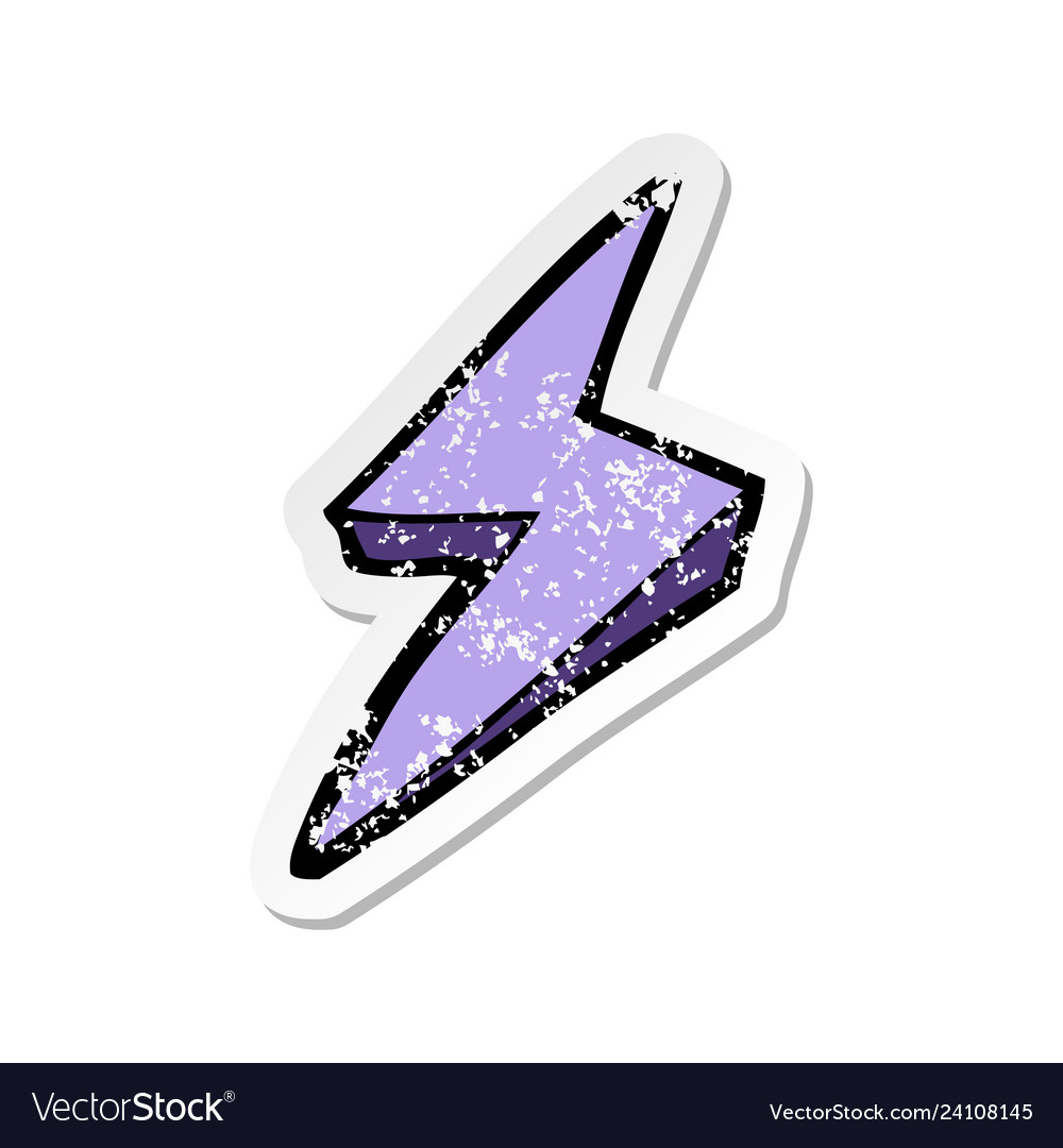 Retro distressed sticker of a cartoon lightning Vector Image