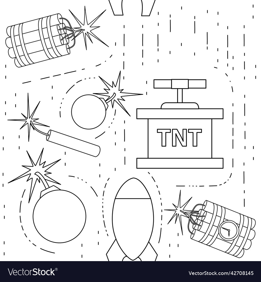 Seamless pattern explosive retro dynamite set vector image Seamless pattern explosive retro dynamite set