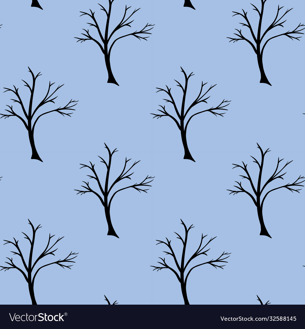 Seamless repeat tree silhouette pattern