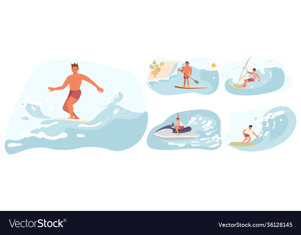 Set water sport activities Royalty Free Vector Image