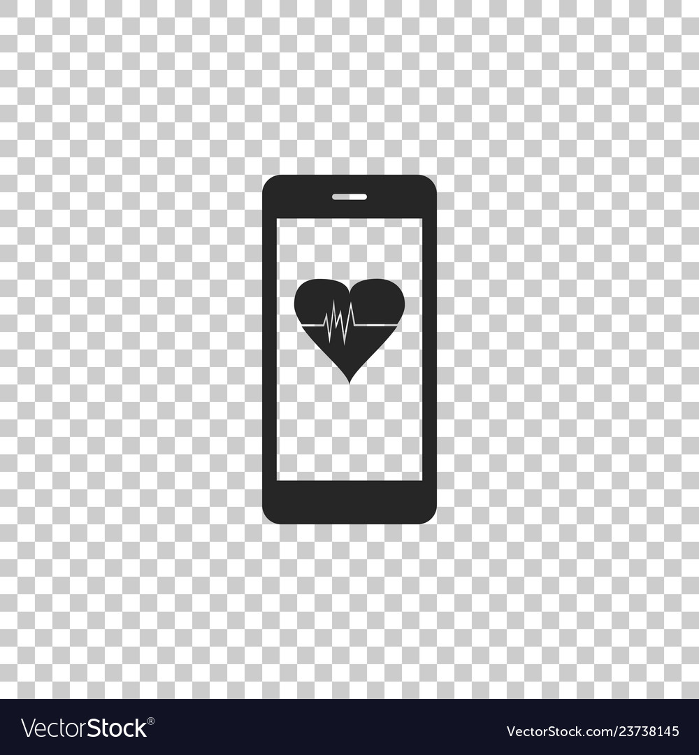 Smartphone with heart rate monitor function icon vector image Smartphone with heart rate monitor function icon