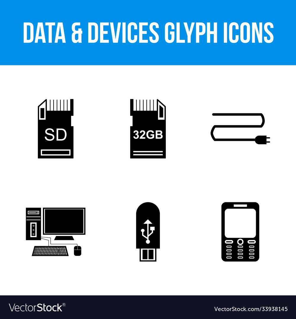 Unique data and devices icon set