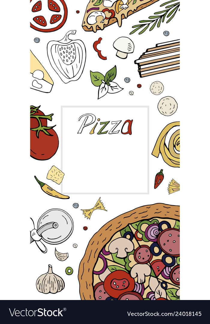 Vertical italian pizza banner on white menu