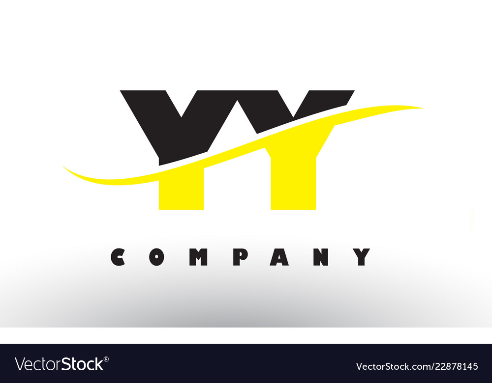 Yy Y Black And Yellow Letter Logo With Swoosh Vector Image