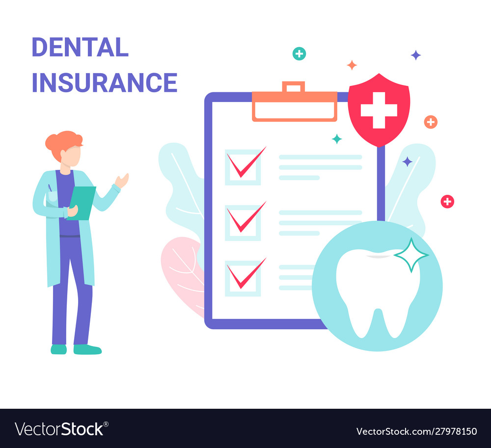 Dental Insurance Concept Doctor Woman And Vector Image