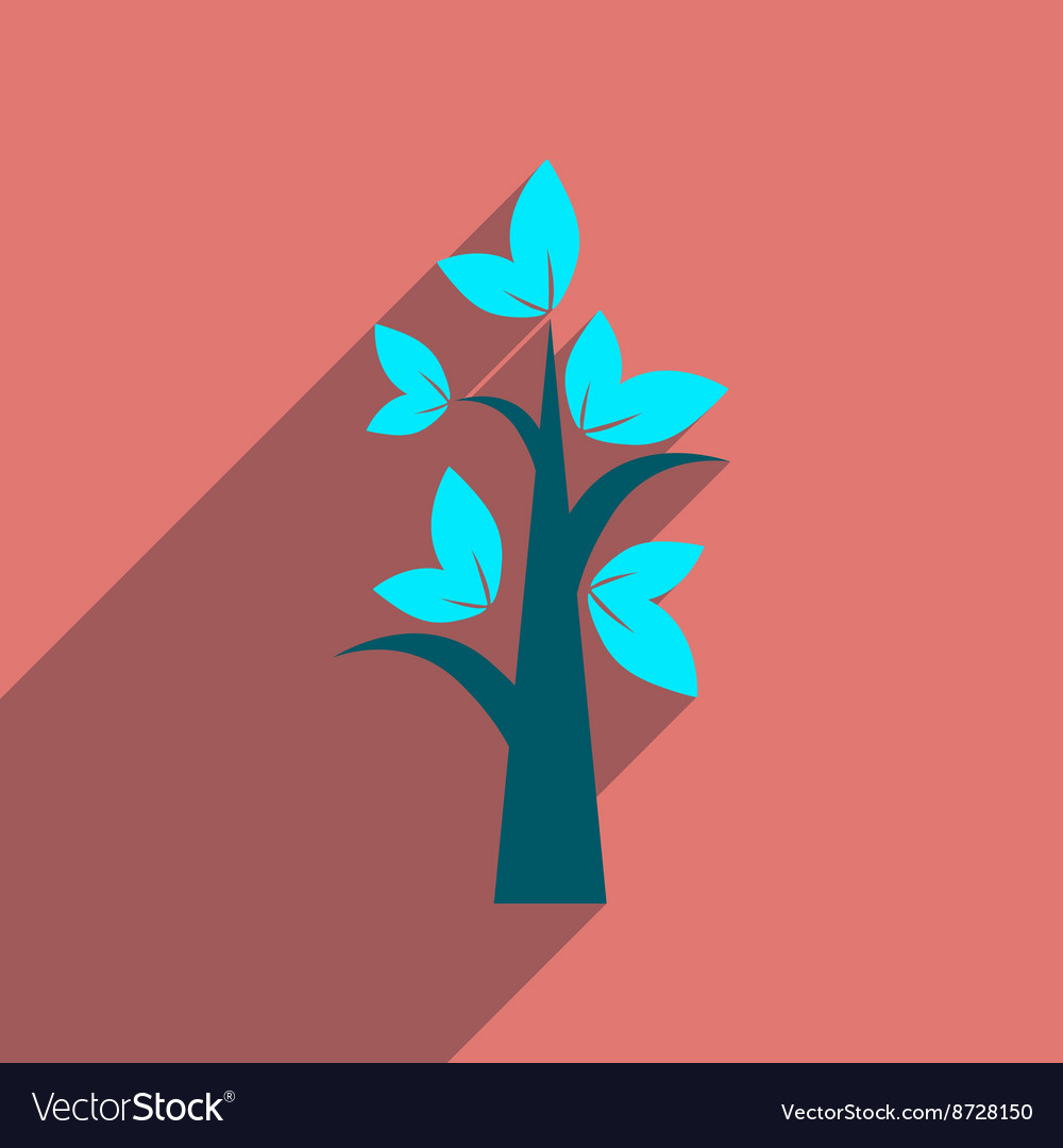 Flat web icon with long shadow tree