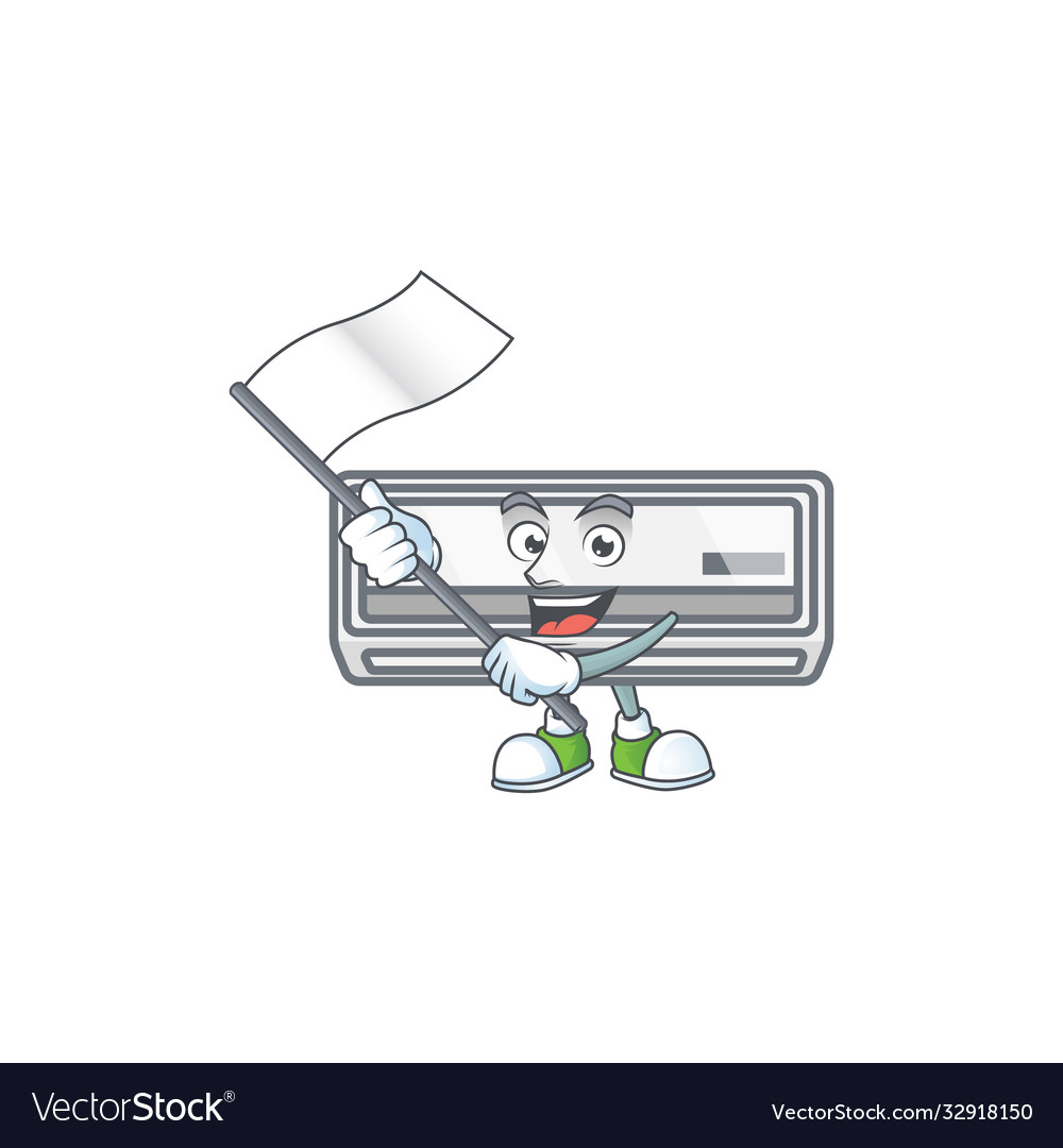 Funny air conditioner cartoon character with flag Vector Image Funny air conditioner cartoon character with flag Vector Image