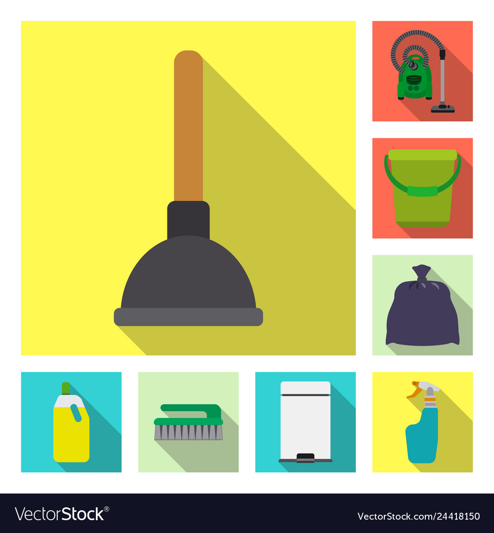 Isolated object of cleaning and service icon set